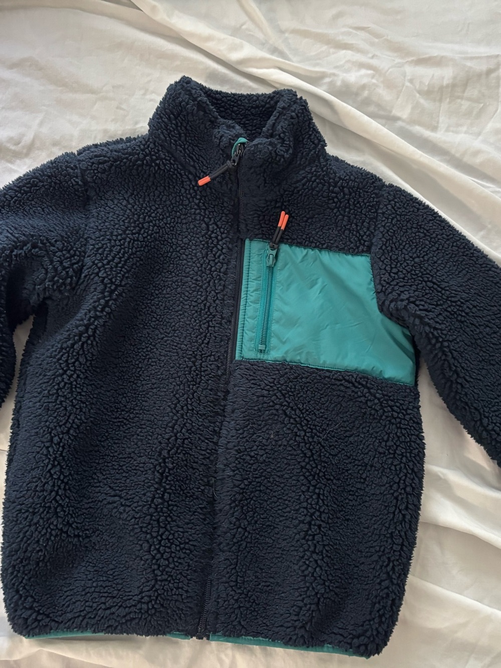 H&M Navy Sherpa Jacket with Teal Chest Pocket